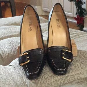 Michael Kors black leather pumps with buckles size 7.5